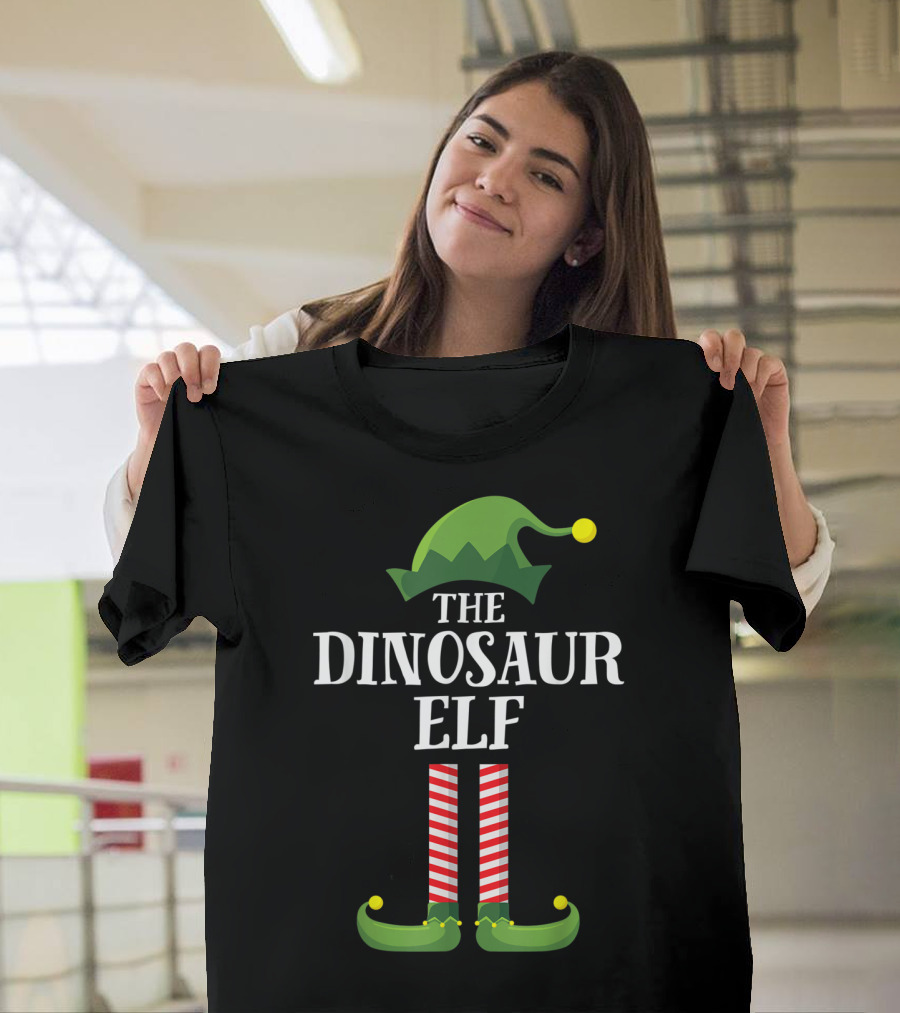 The Dinosaur Elf Matching Family Group Christmas Pajama Set T-Shirt
