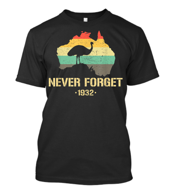 Funny Australia History Emu War 1932 Never Forget Retro Map T-Shirt