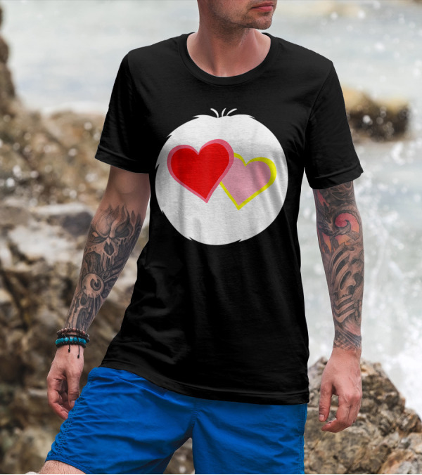 Funny Halloween Bear Costume I Love A Lot Red Pink Hearts T-Shirt