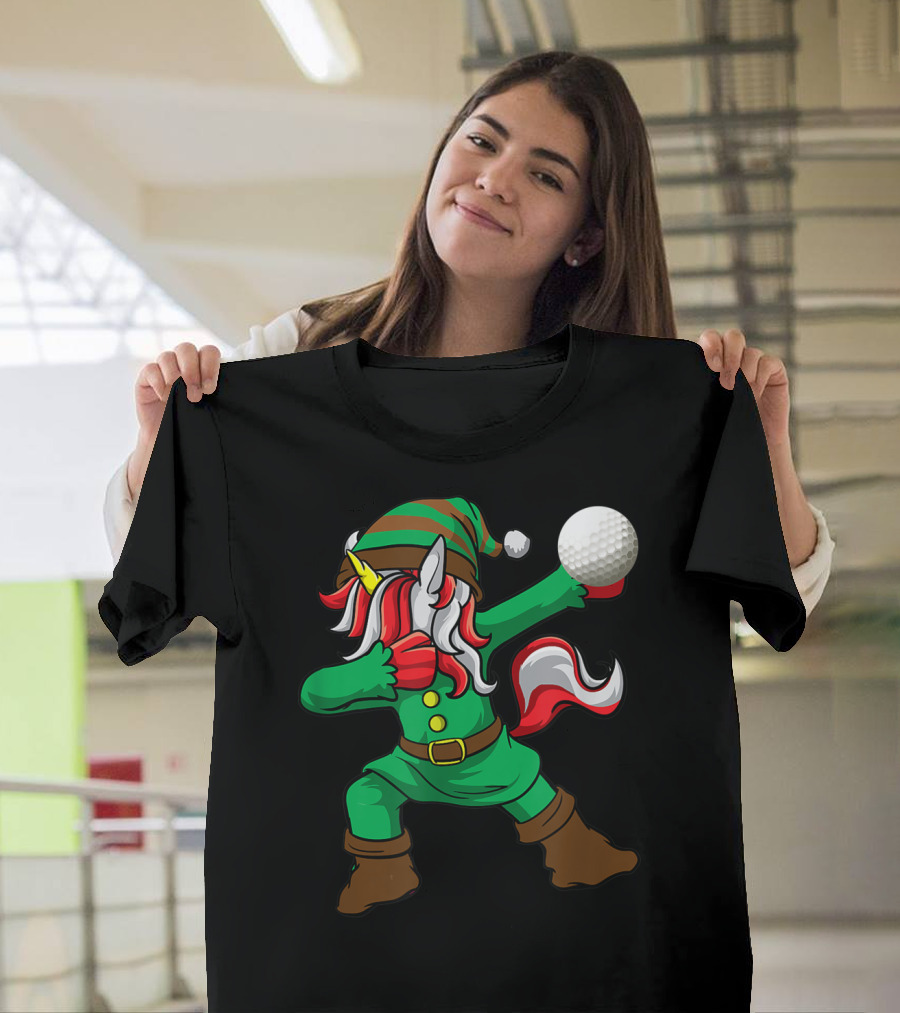 Golf Elf Dabbing Unicorn Golfer Golfing Lover Iconic T-Shirt