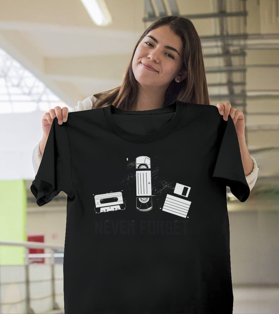 Never Forget Cassette VHS Floppy Disk T-Shirt