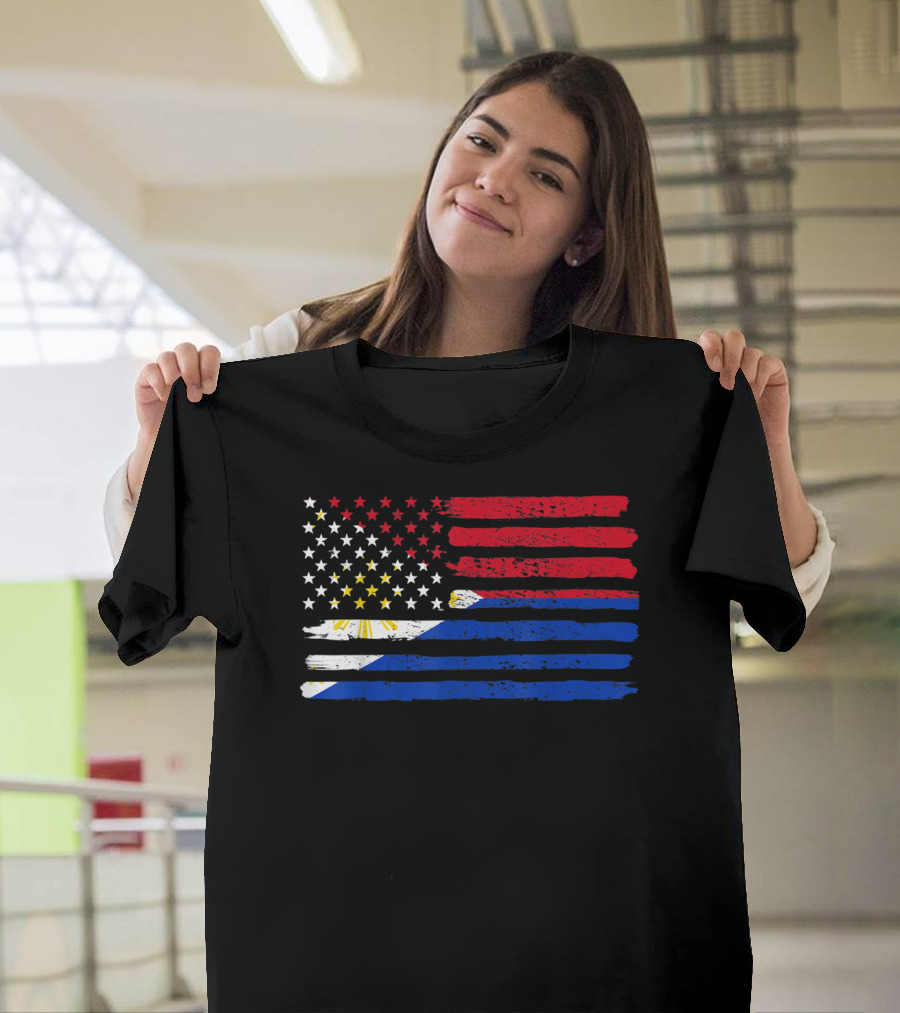 Philippines USA Flag Hybrid T-Shirt