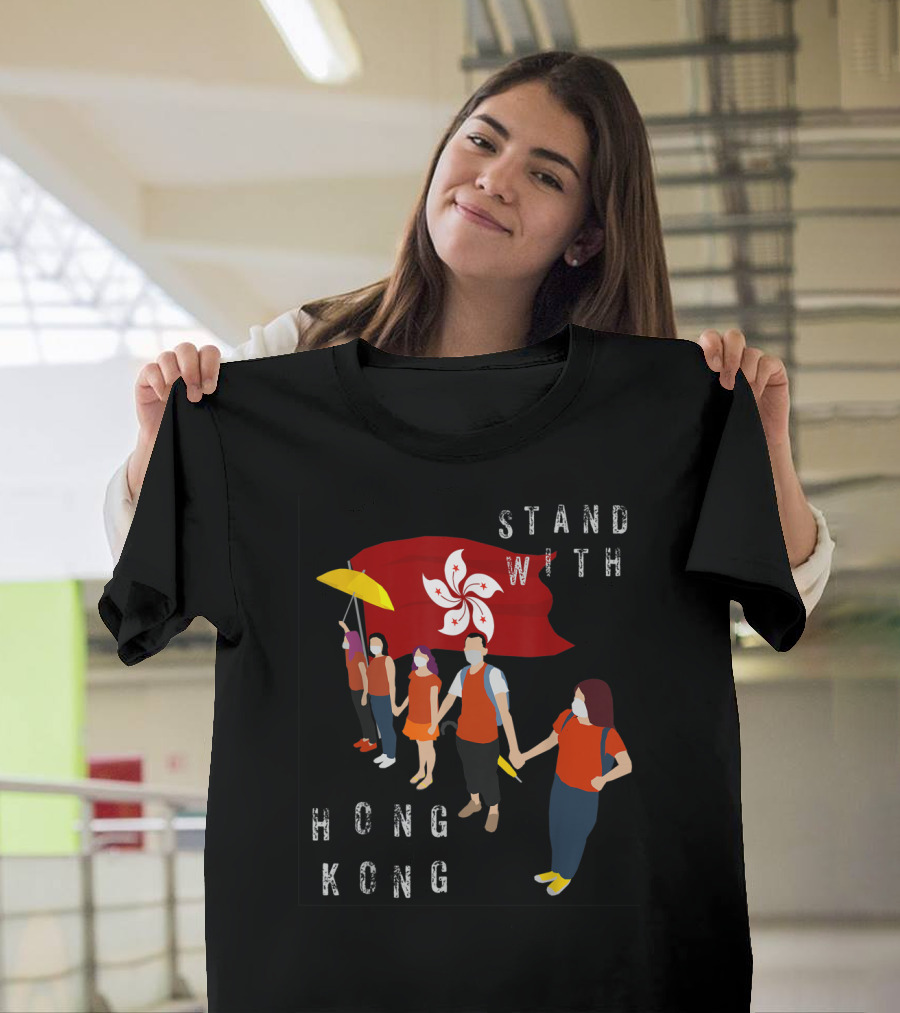 STAND WITH HONG KONG Human Chain Protest Flag T-Shirt
