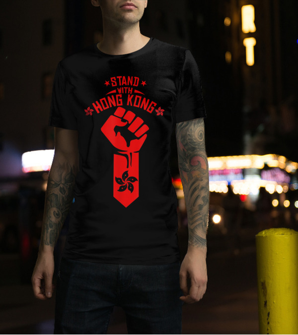 Stand With Hong Kong Resist Fist Red Symbolic Flower T-Shirt