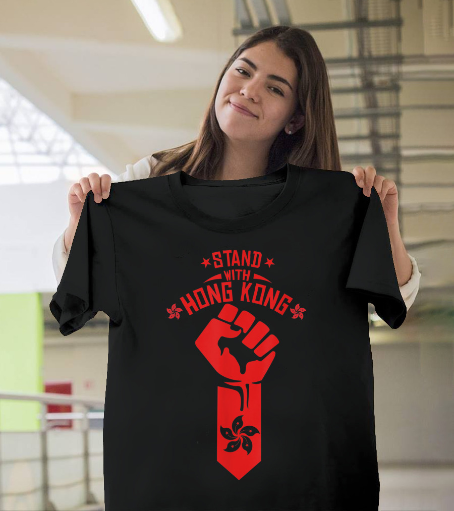 Stand With Hong Kong Resist Fist Red Symbolic Flower T-Shirt