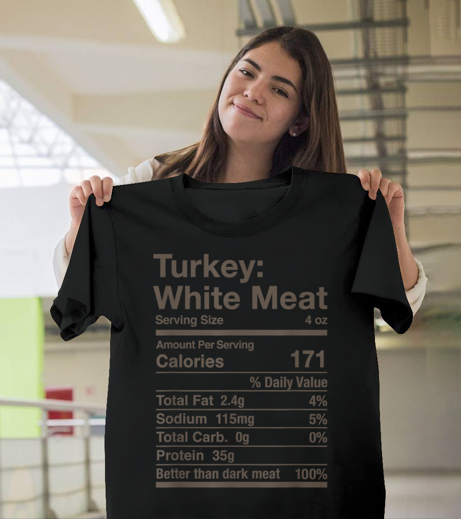 Turkey White Meat Serving Size Nutrition Facts Calories Protein Better Than Dark Meat T-Shirt