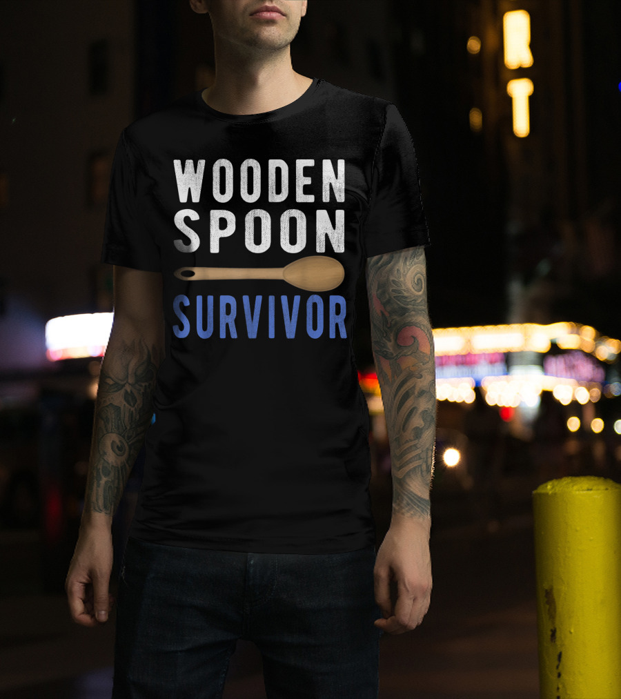 Wooden Spoon Survivor Bold Text With Wooden Spoon T-Shirt