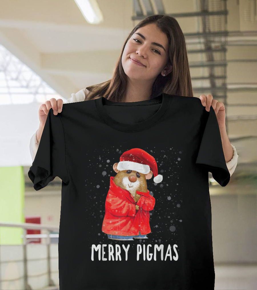 Merry Pigmas Christmas Guinea Pig Santa Hat T-Shirt
