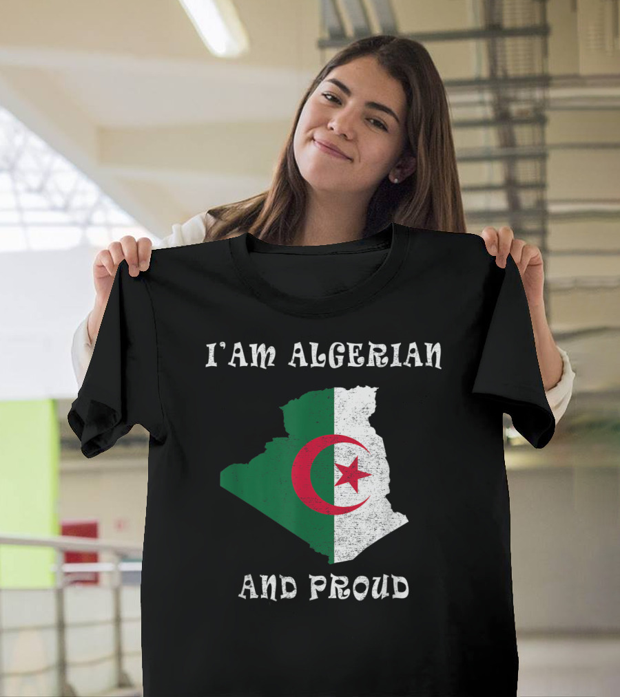 I Am Algerian Proud Algeria Flag Map T-Shirt