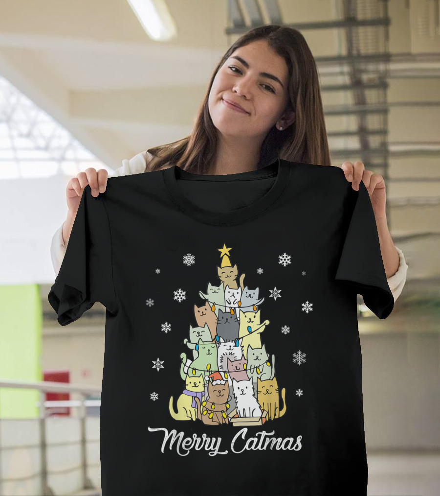 Merry Catmas Christmas Cat Tree T-Shirt