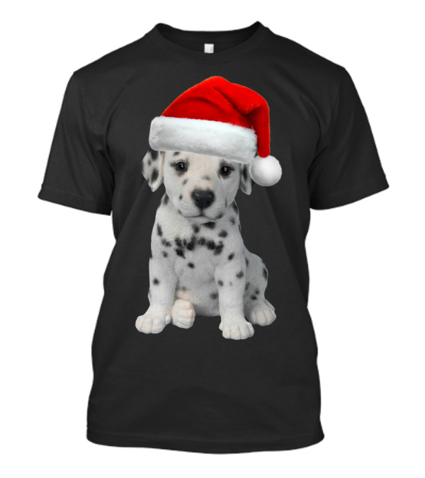 Cute Dalmatian Puppy Dog With Santa Hat Christmas Dogs T-Shirt