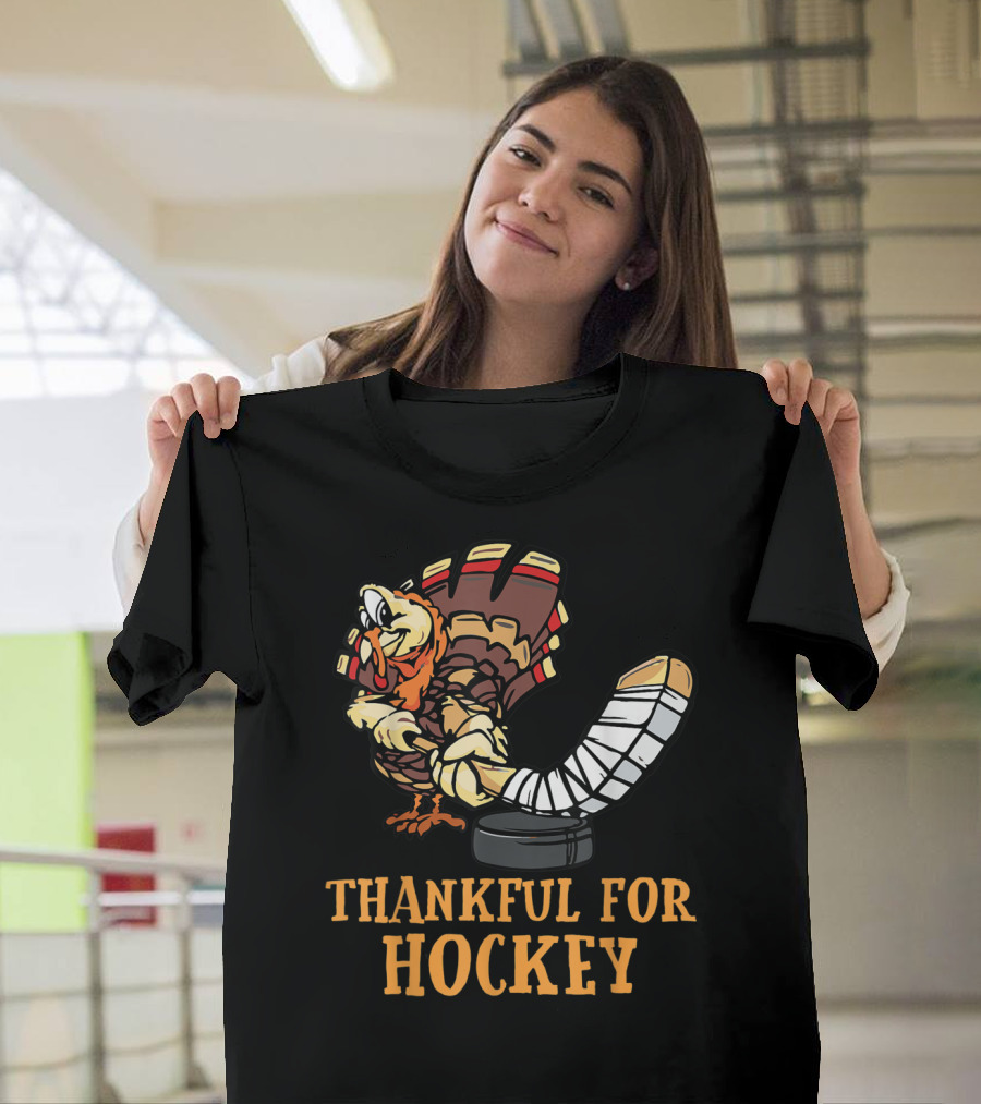 Thankful for Hockey Funny Thanksgiving Turkey Player T-Shirt