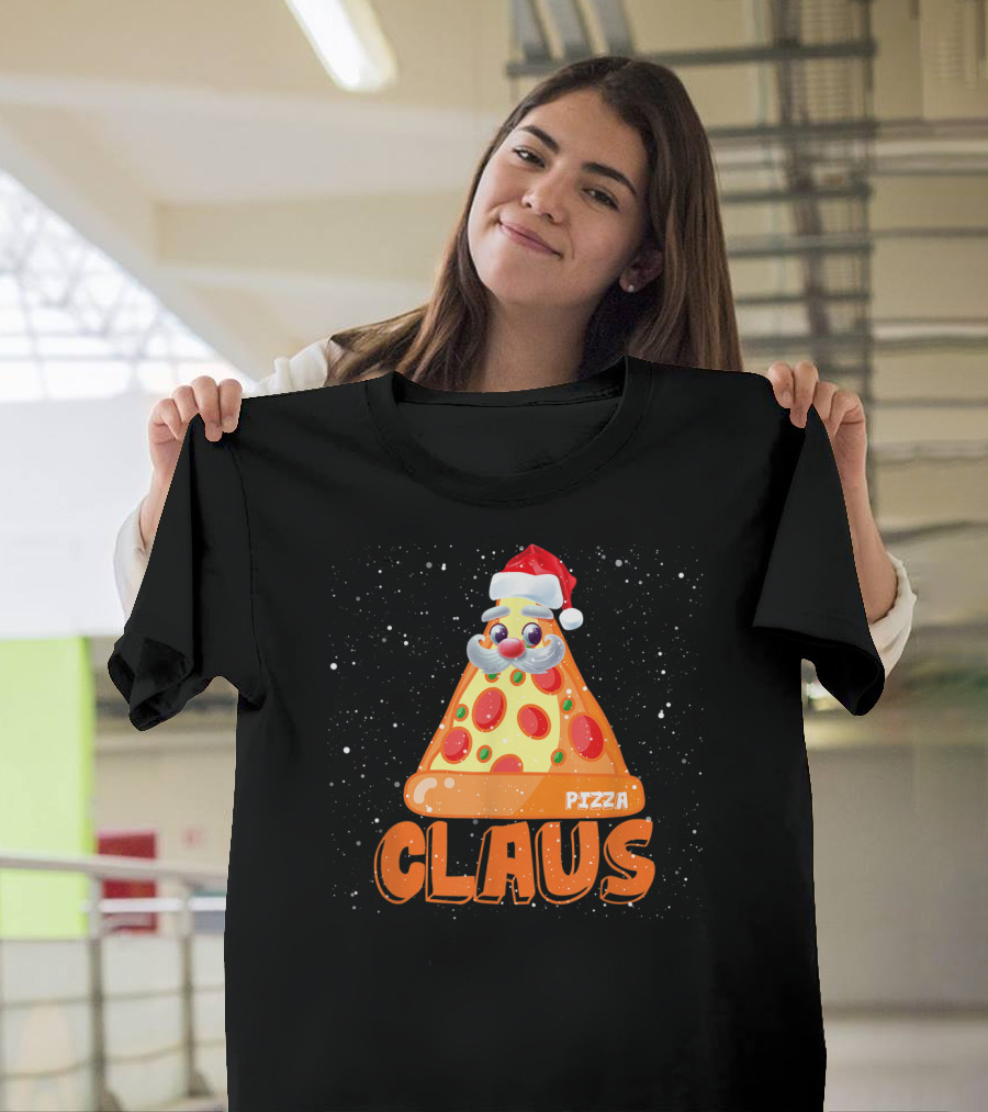 Funny Santa Pizza Claus Merry Crustmas With Festive Slice T-Shirt