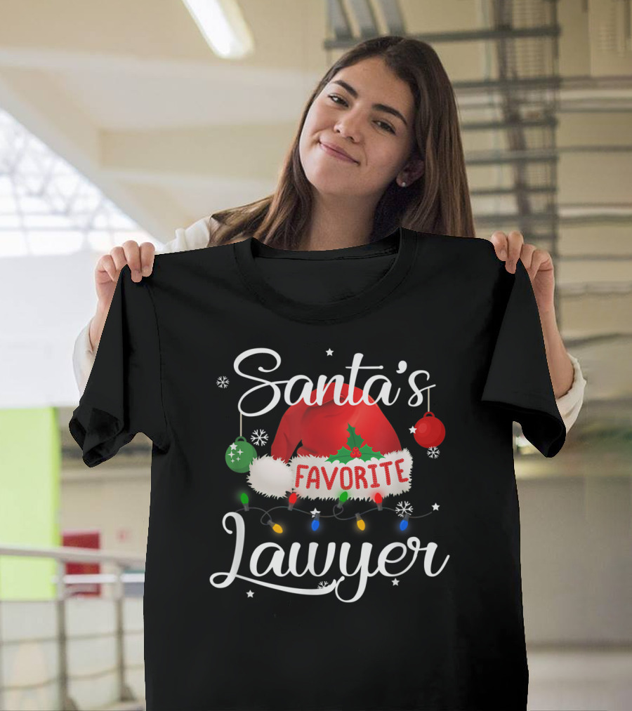 Santa's Favorite Lawyer Christmas Lights Hat T-Shirt