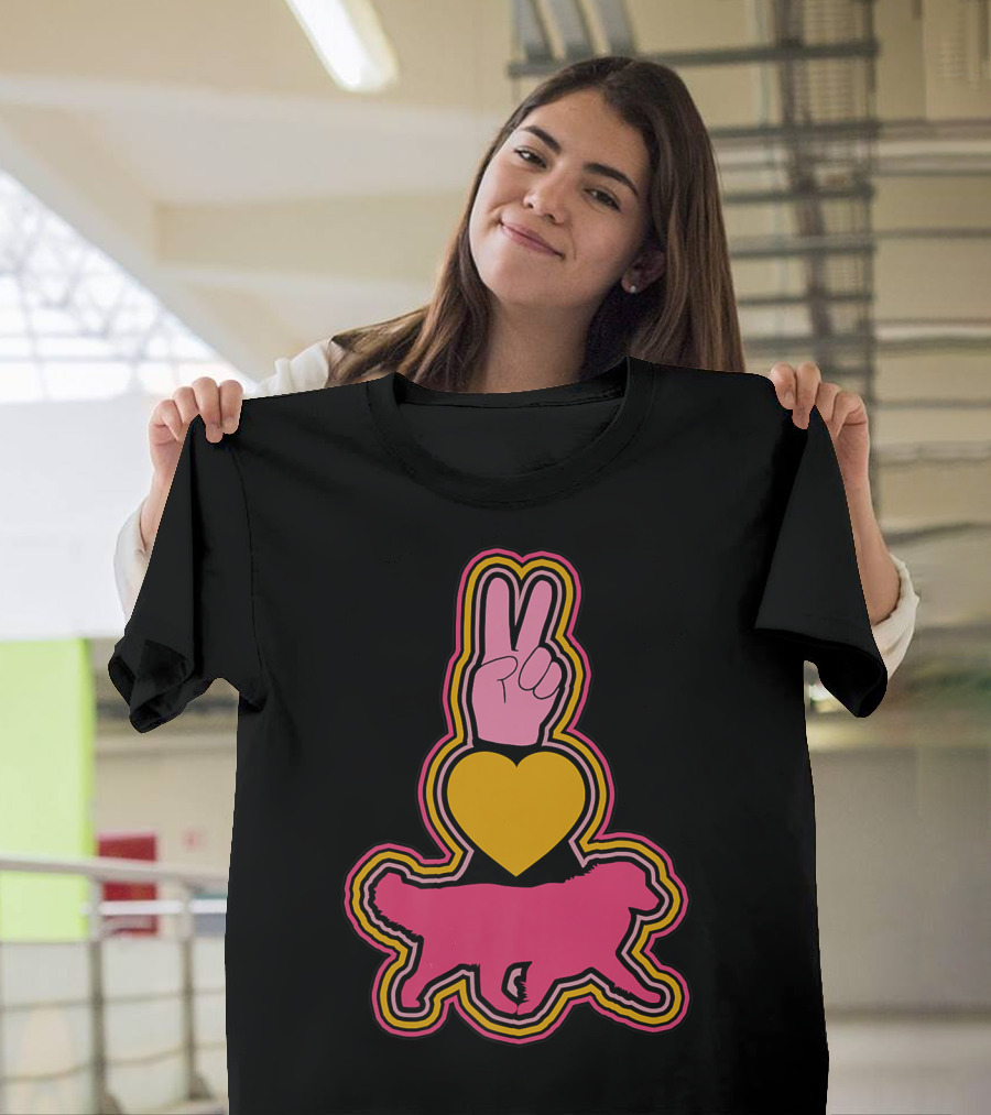 Peace Love Australian Shepherds Symbols V Sign Heart Dog T-Shirt