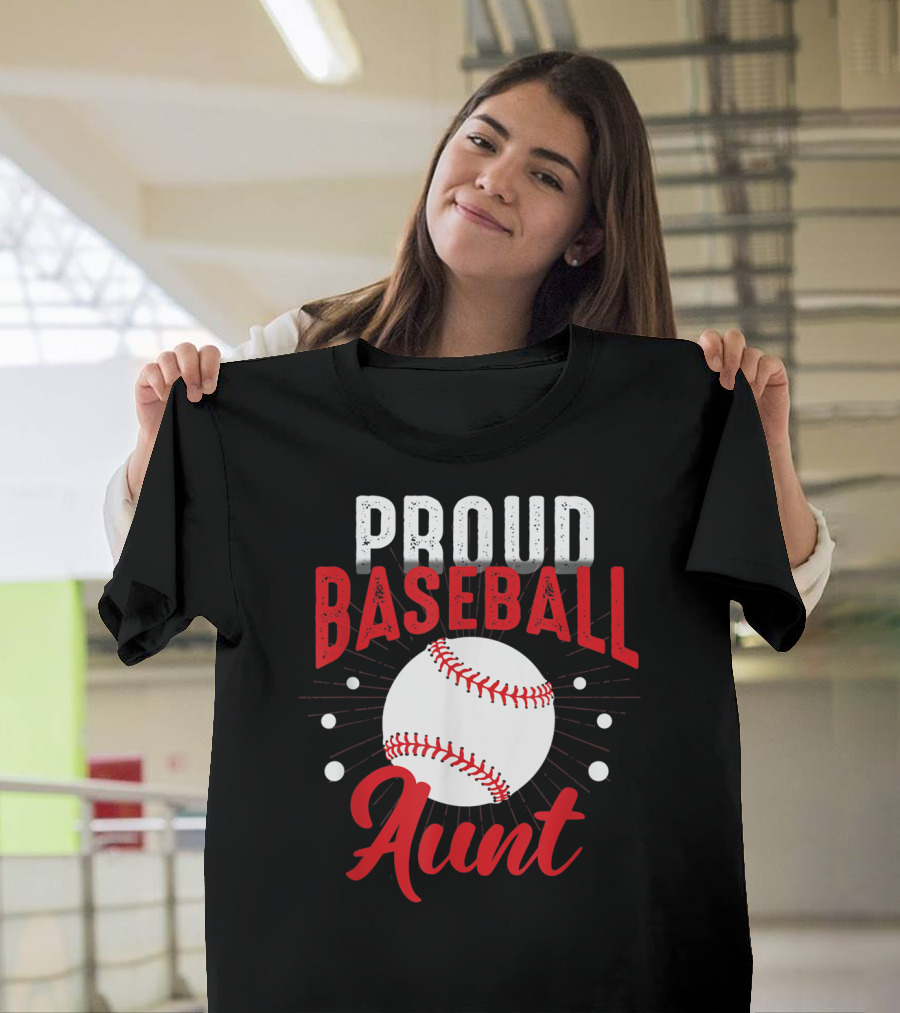 Proud Baseball Aunt Matching Family Team T-Shirt