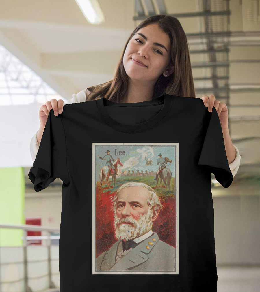 Lee Robert E Lee Portrait with Soldiers on Horseback T-Shirt