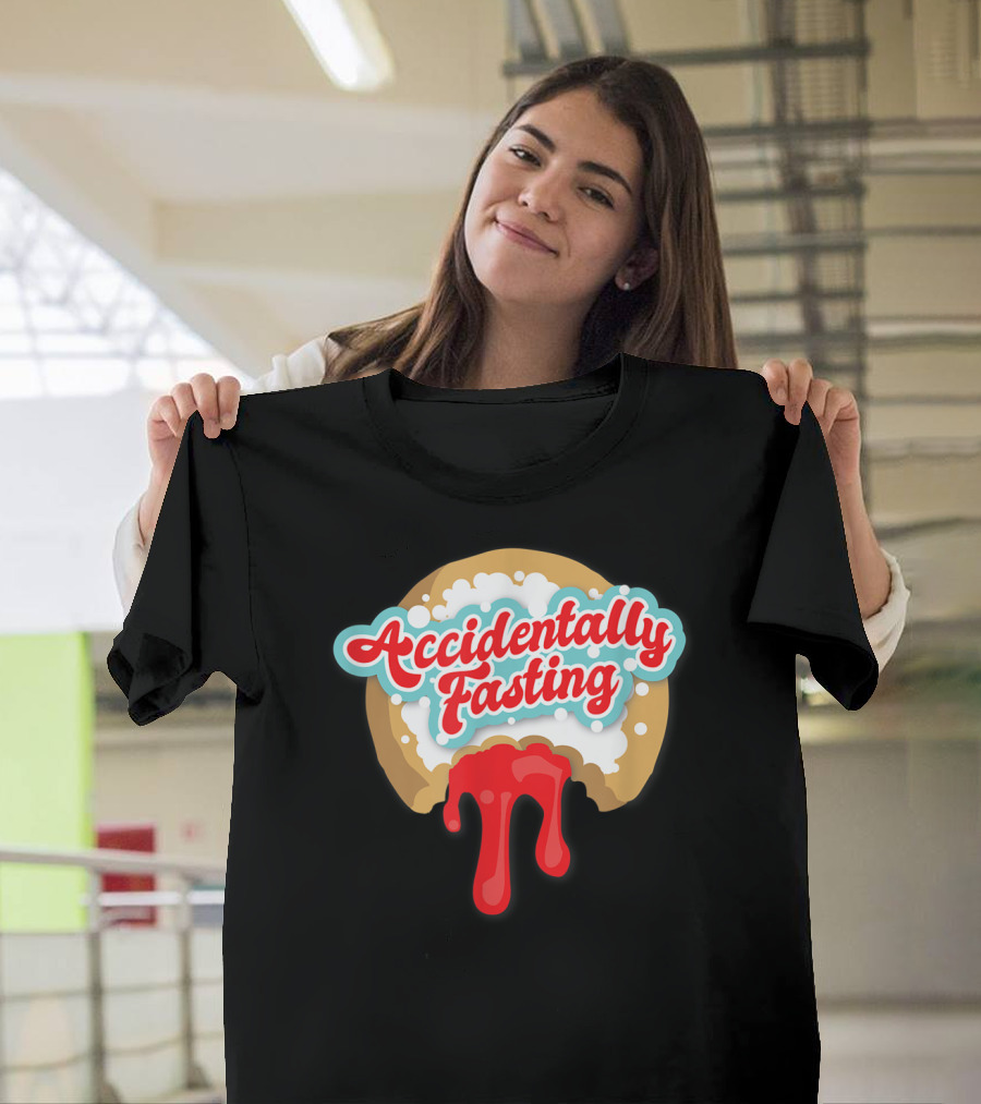 Accidentally Fasting Red Dripping Iced Donut T-Shirt
