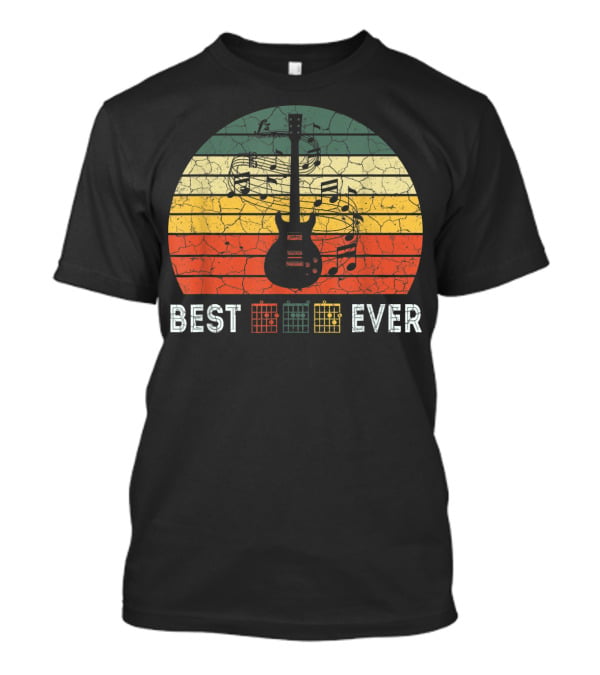 Best Guitar Dad Ever Music Vintage Father Retro Stripes T-Shirt