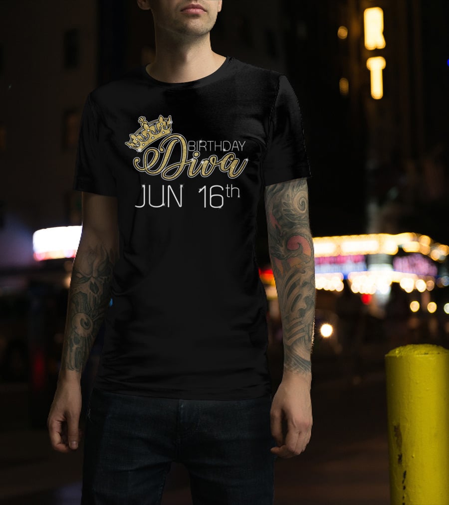 Birthday Diva Jun 16Th Crown T-Shirt
