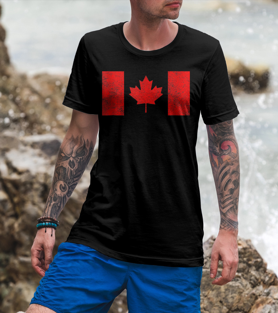 Canada National Flag Distressed Maple Leaf T-Shirt