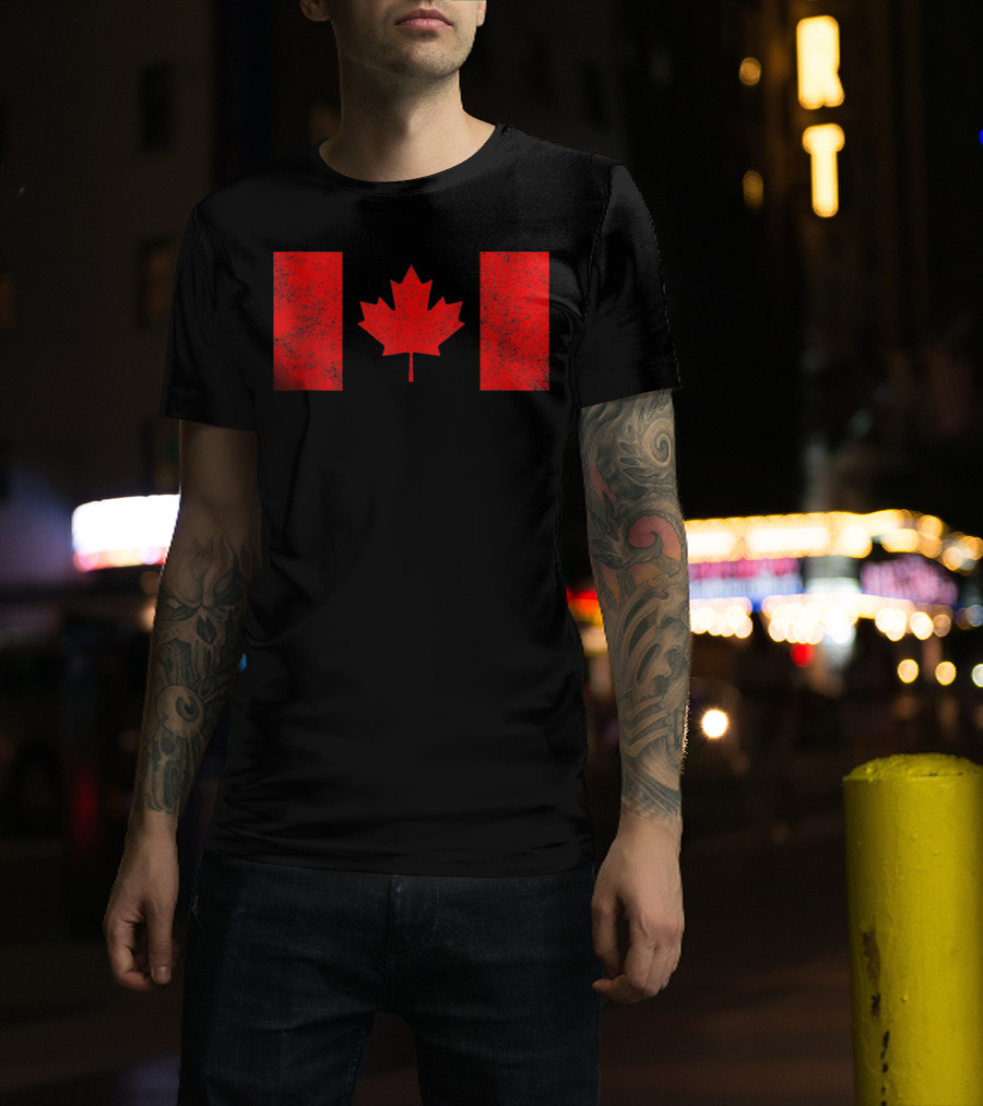 Canada National Flag Distressed Maple Leaf T-Shirt