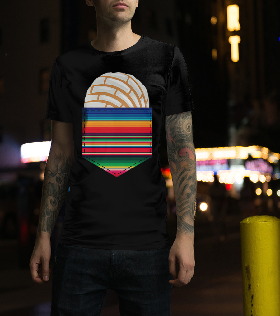 Colorful Serape Pocket White Concha T-Shirt