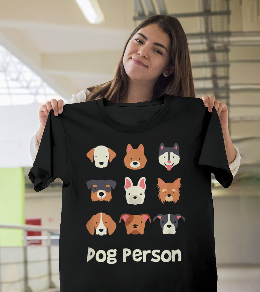 Dog Person Doggy Animal Lover Puppy Faces T-Shirt