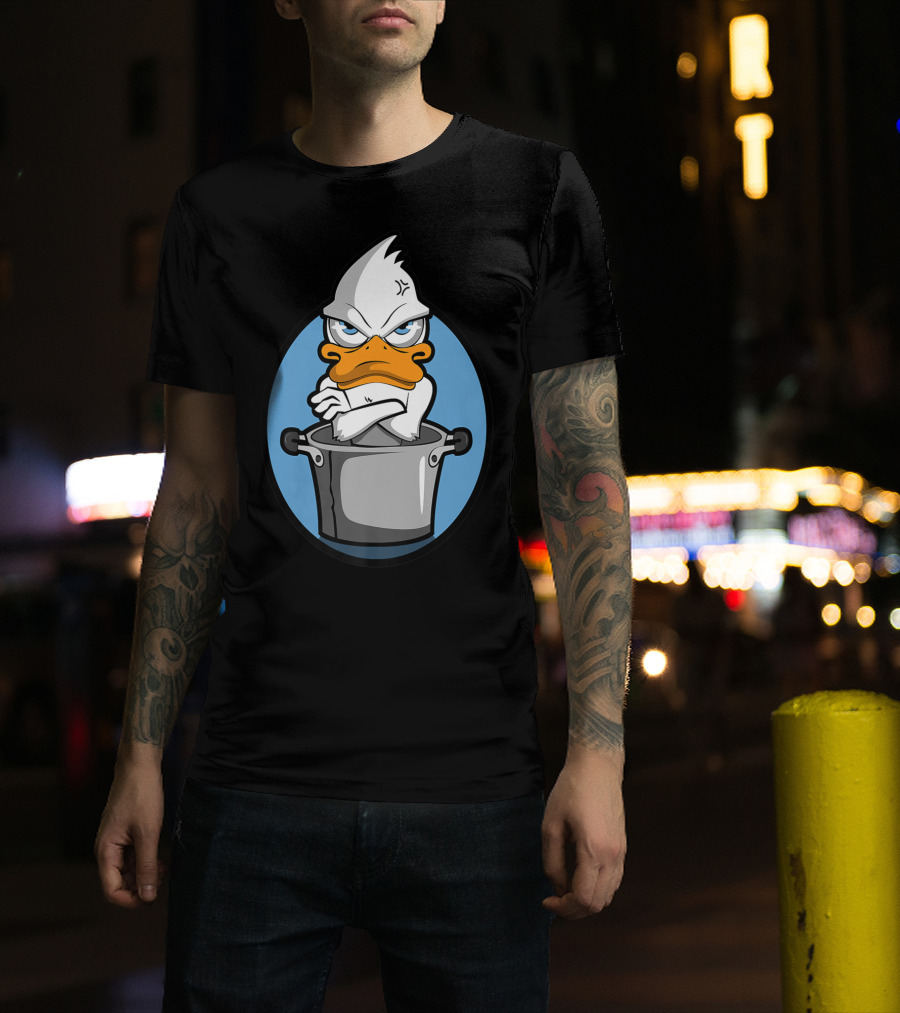 Grumpy Duck In Cooking Pot Angry Expression T-Shirt