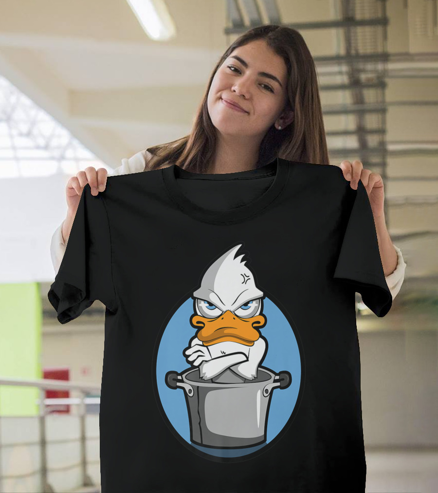 Grumpy Duck in Cooking Pot Angry Expression T-Shirt