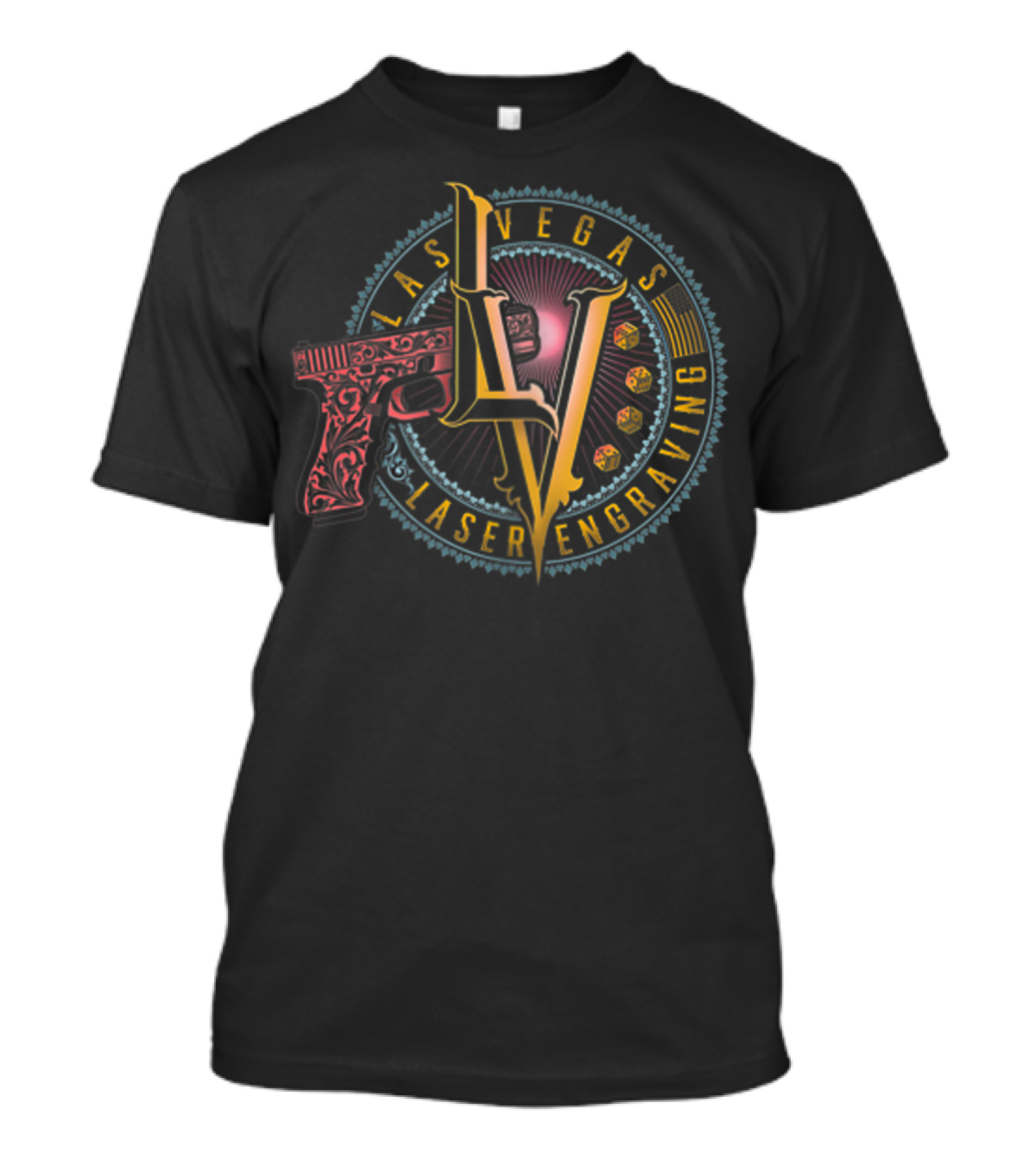 Las Vegas Laser Engraving LV Decorative Gun T-Shirt