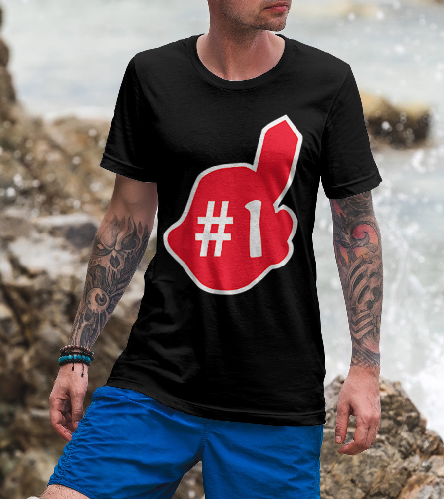 1 Cleveland Hometown Indian Tribe Vintage B Number 1 Foam Finger T-Shirt