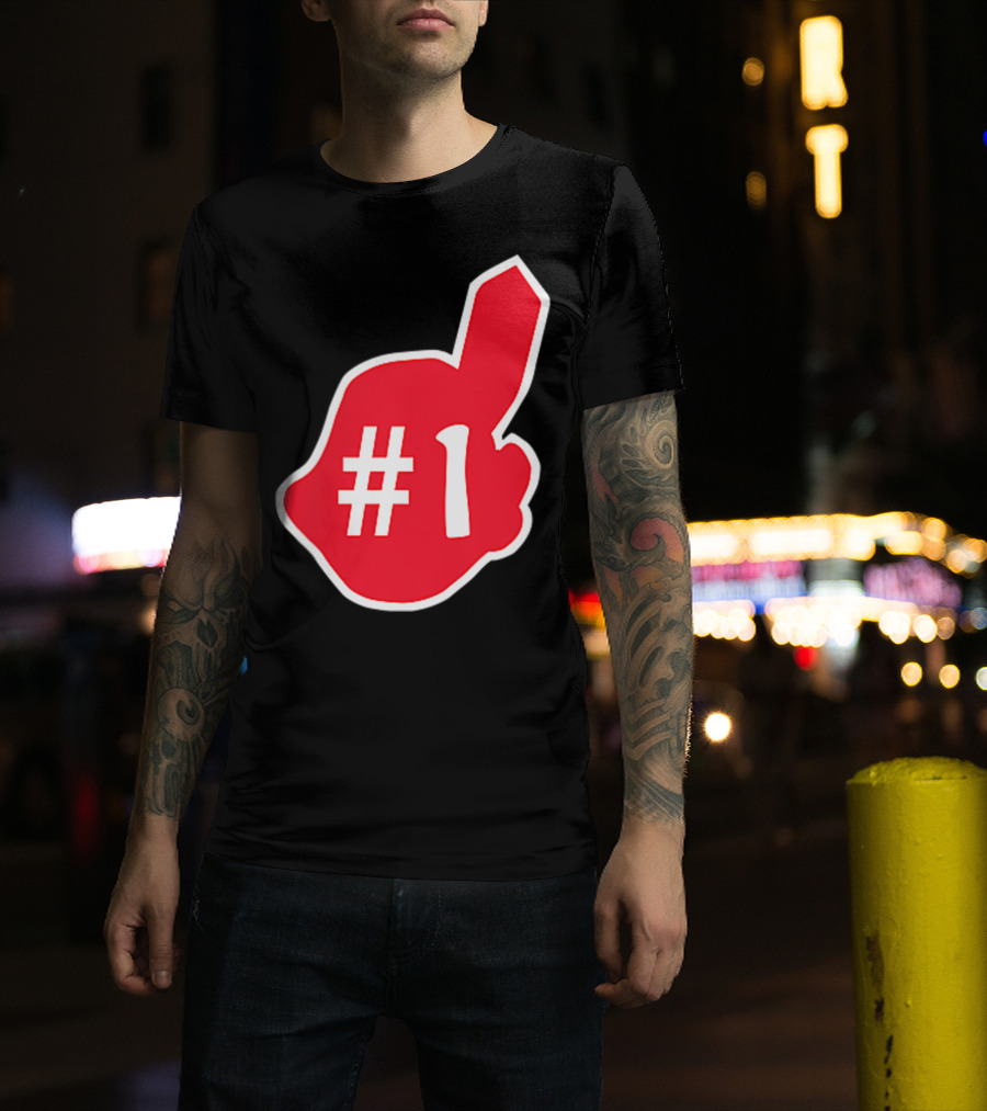 1 Cleveland Hometown Indian Tribe Vintage B Number 1 Foam Finger T-Shirt