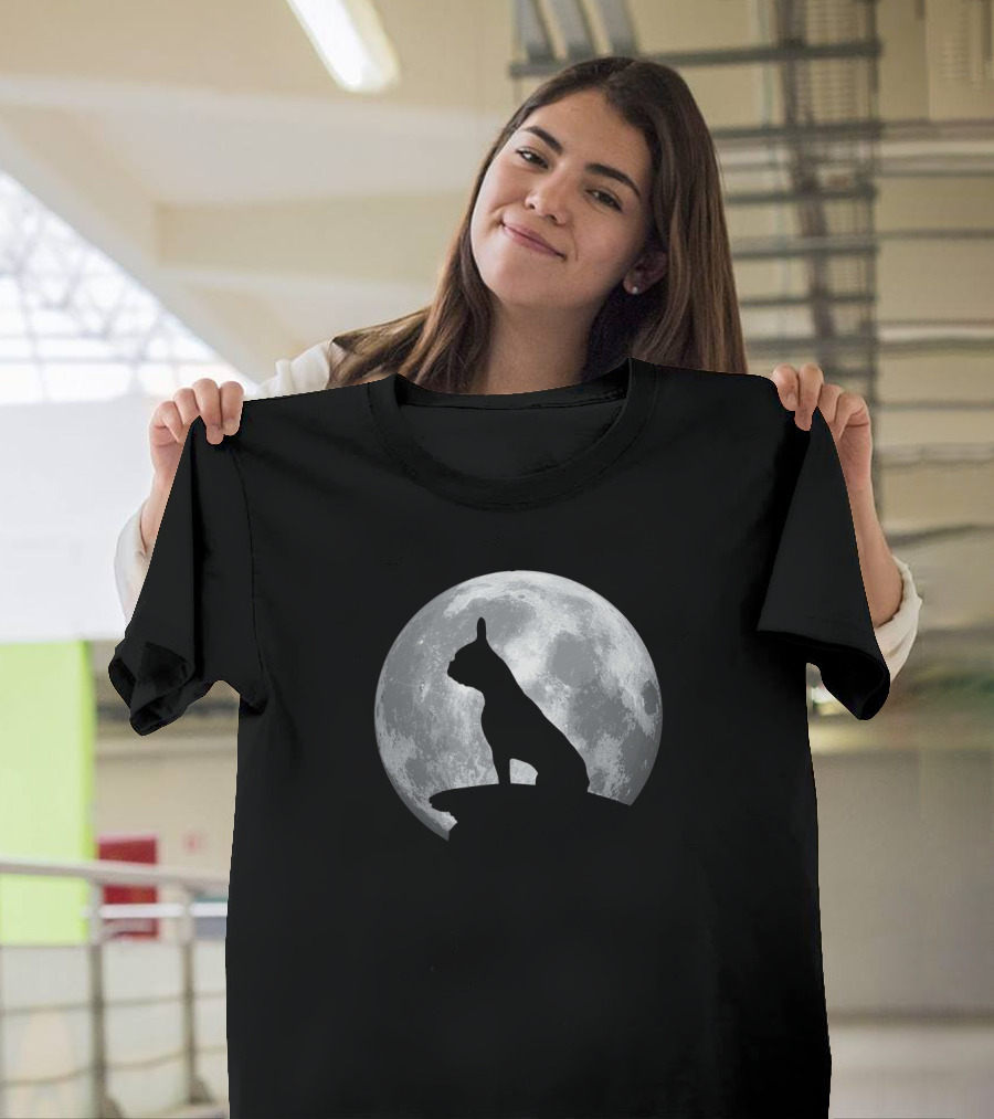 French Bulldog Silhouette with Moon in French Bulldogs T-Shirt