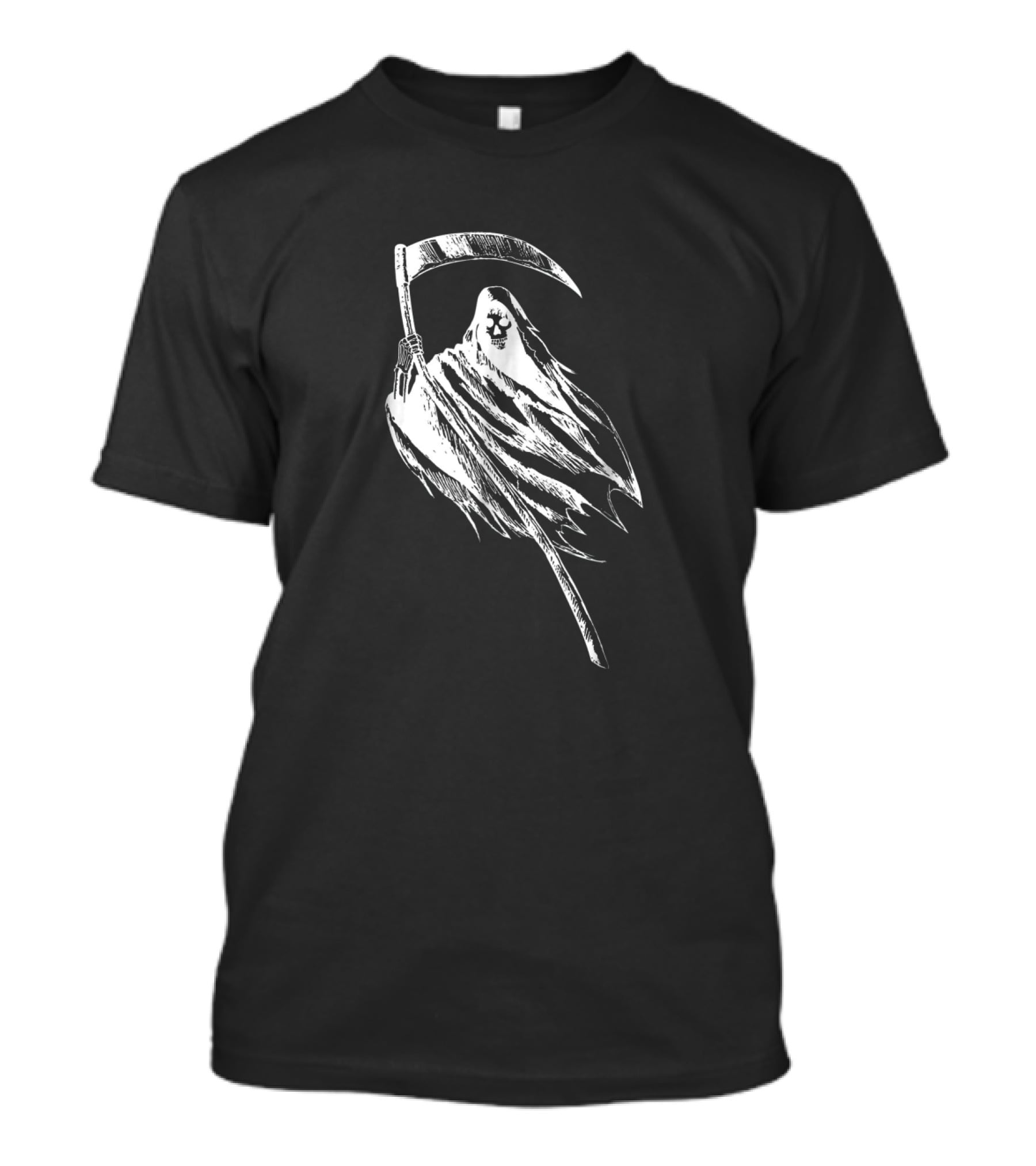 Grim Reaper Holding Scythe With Skull-Faced Cloak T-Shirt