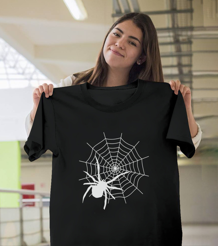 Halloween Spider Web with White Spider T-Shirt