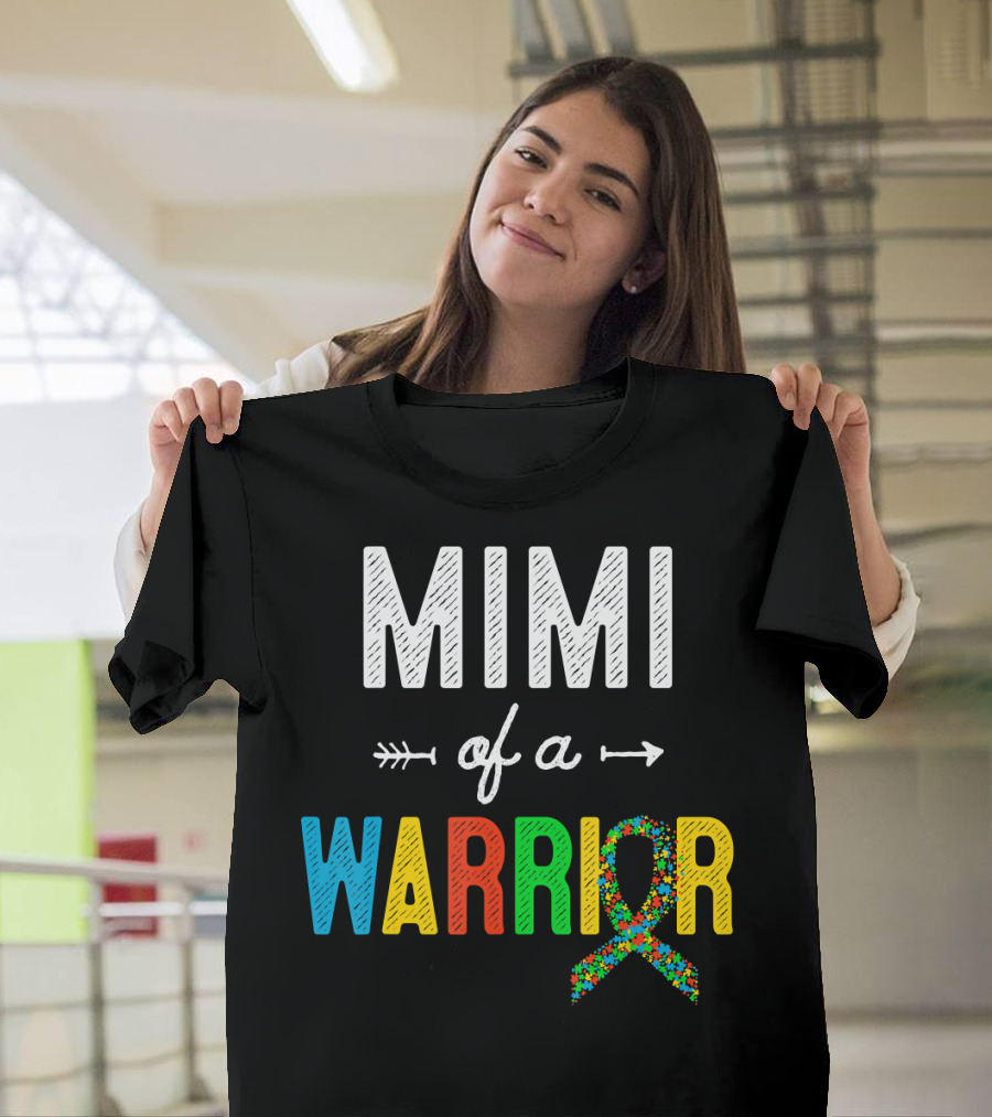 Mimi Of A Warrior Autism Awareness Puzzle T-Shirt