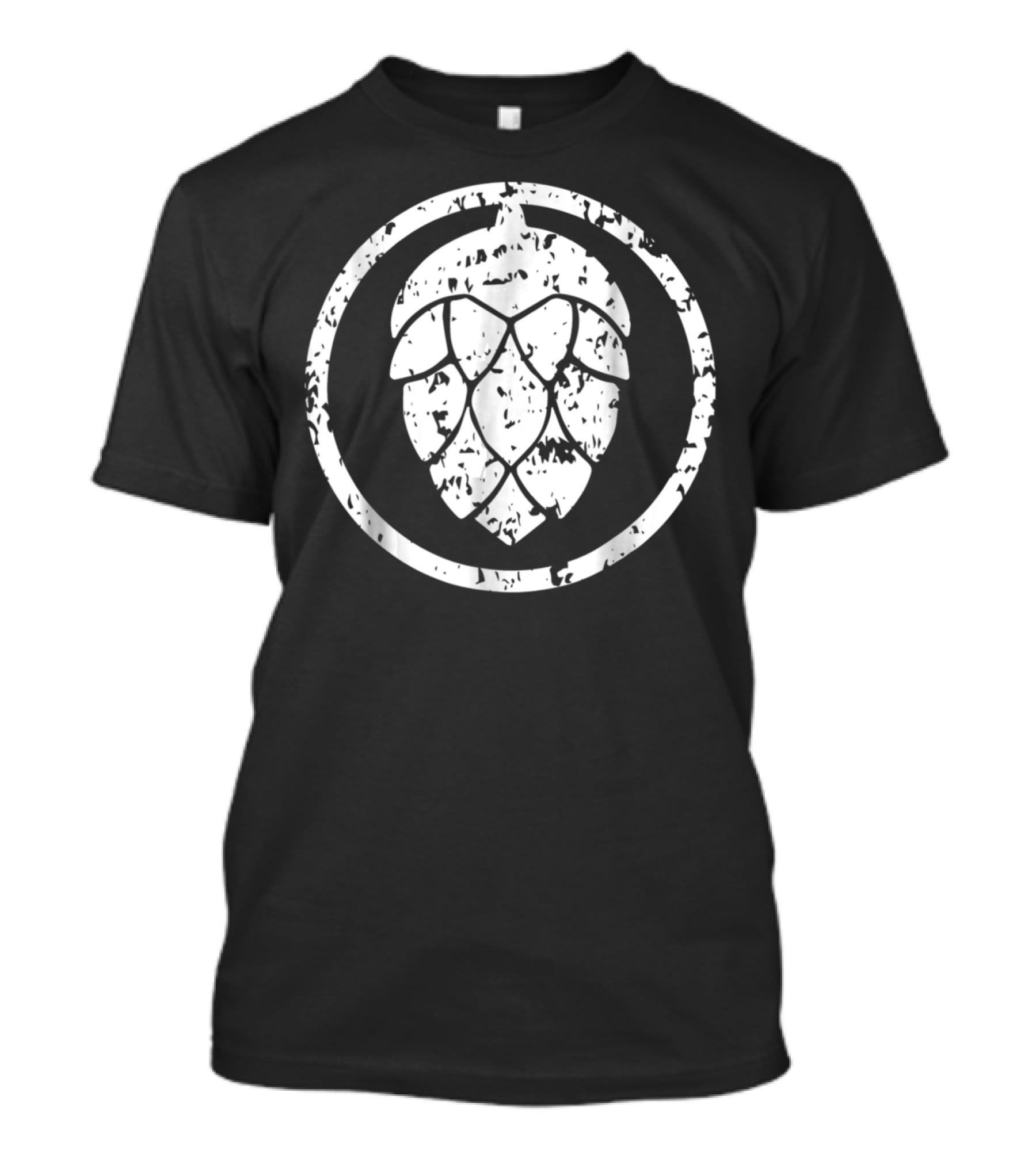 IPA Craft Beer Hops White Distressed Circle T-Shirt