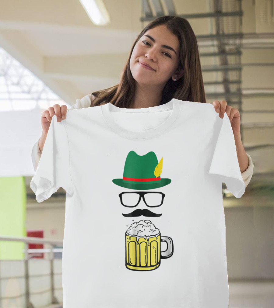 Oktoberfest Funny German Bavarian Bier Beer Prost Hat Glasses Mustache Beer Mug T-Shirt