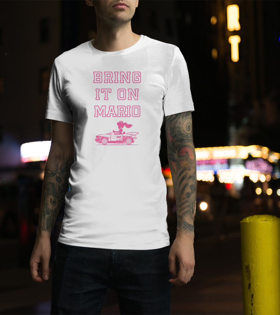 Mario Kart Princess Peach Outline Bring It On Mario T-Shirt