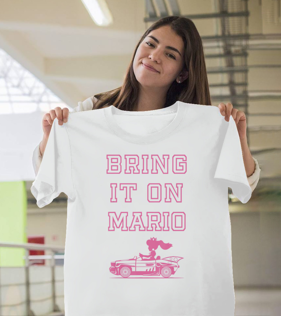 Mario Kart Princess Peach Outline Bring It On Mario T-Shirt