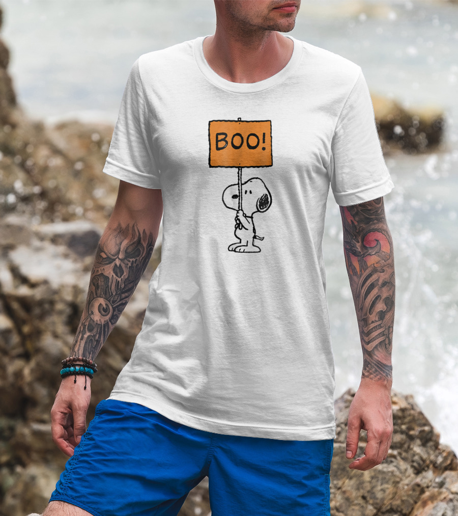 Snoopy Halloween Boo Peanuts Sign T-Shirt