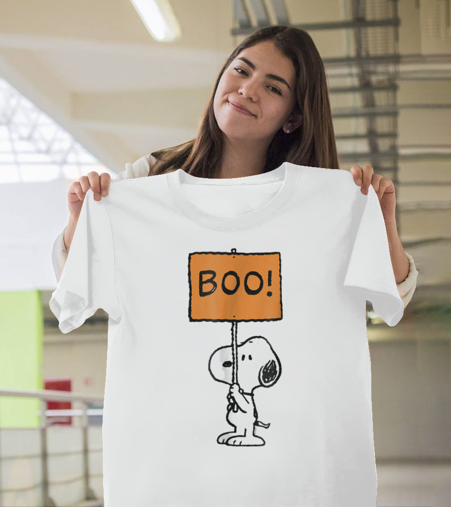 Snoopy Halloween Boo Peanuts Sign T-Shirt