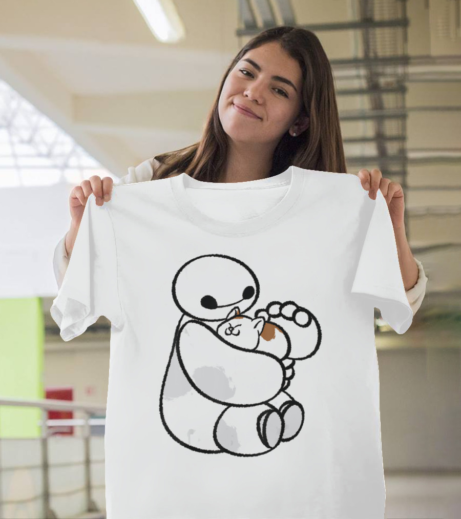 Baymax Hugging Cat Disney Big Hero 6 Cute T-Shirt