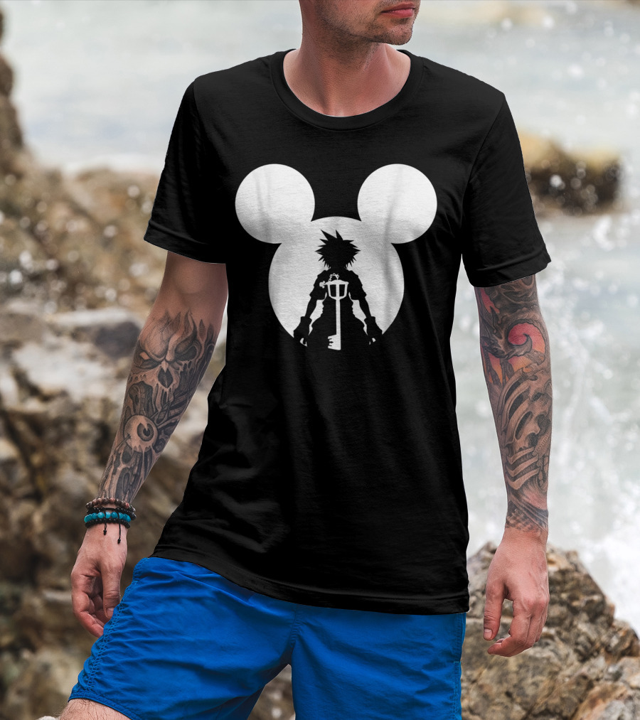 Disney Kingdom Hearts Sora Silhouette Keyblade Mickey Ears T-Shirt