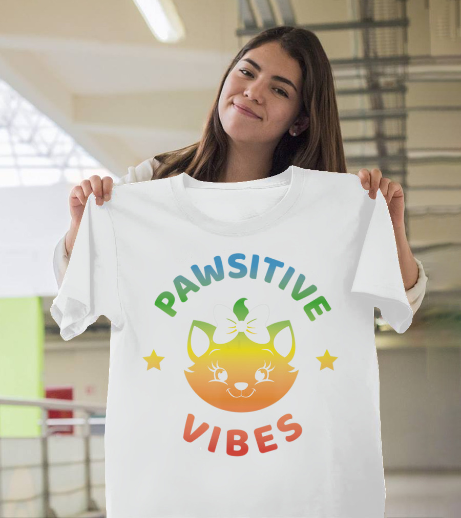 Disney The Aristocats Marie Pawsitive Vibes Colorful Cat T-Shirt