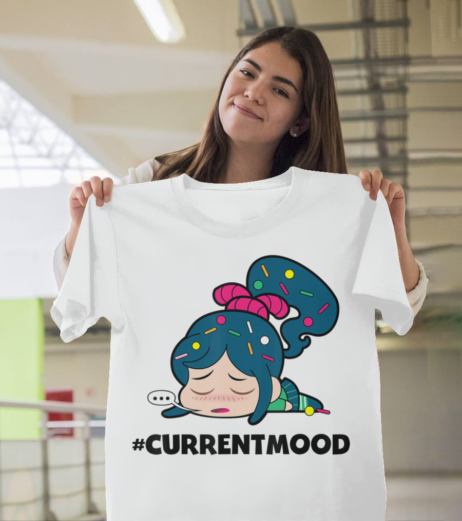 Disney Wreck It Ralph Vanellope #CurrentMood Sprinkles Hair Exhausted Expression T-Shirt