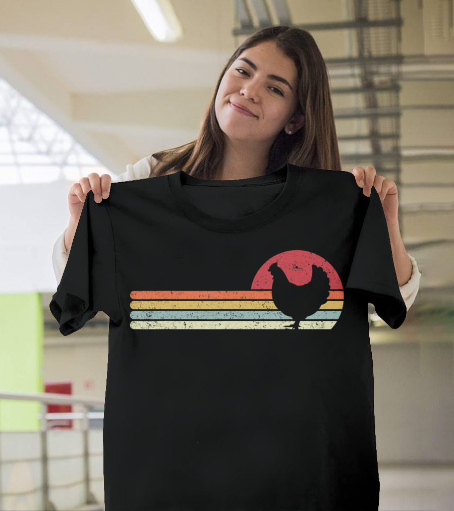 Chicken Style Vintage Sunset Retro Stripes T-Shirt