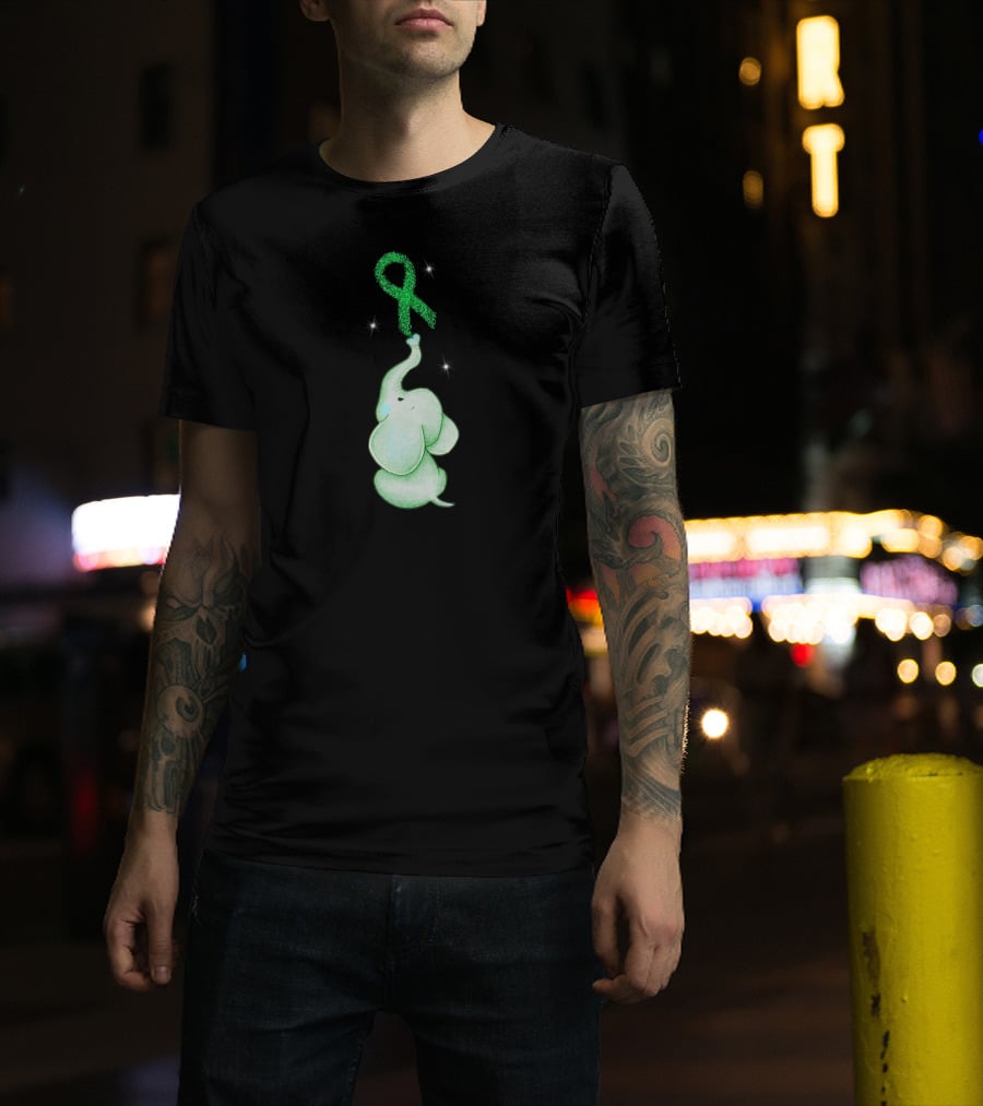 Elephant With Green Ribbon For Cerebral Palsy Awareness T-Shirt