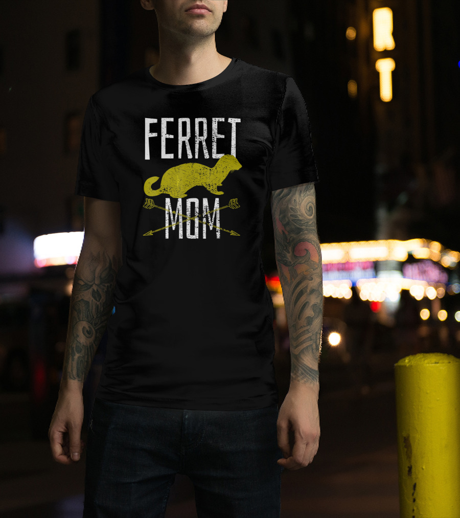 Ferret Mom Mother Pet Vintage Style With Arrows T-Shirt